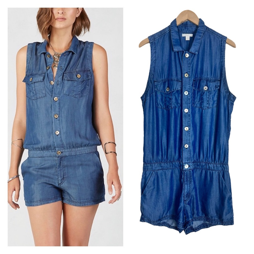 True Religion Jeans Denim Chambray Tencel Romper Size Medium